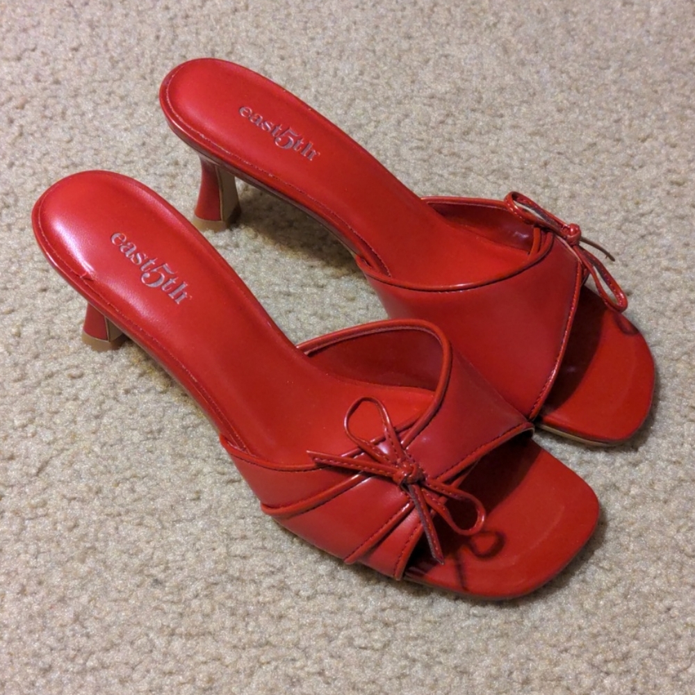 Bright red East 5th kitty heels